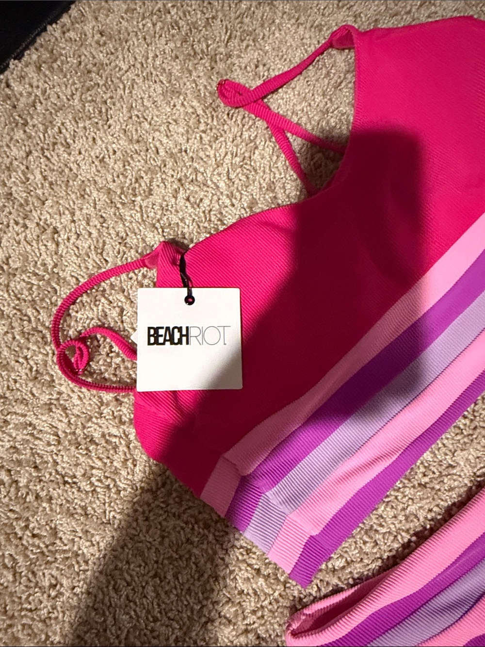 Beach Riot Hot Pink Striped Bikini Set - Picture 2 of 2